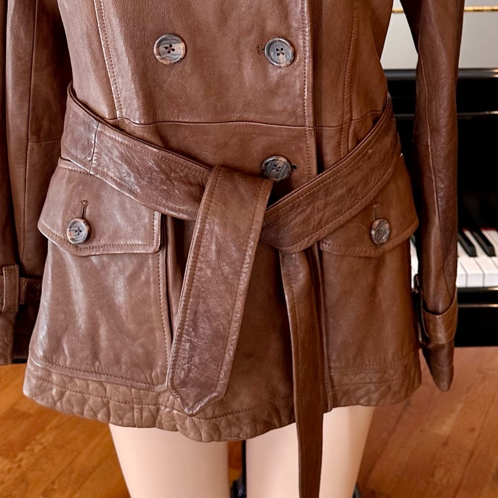 NWT Luxury Minimalist Premium Banana Republic Leather Double Breasted Jacket - Picture 17 of 17